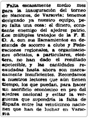 Torneo de las Naciones de Varsovia, El Siglo Futuro, 30 de julio de 1935