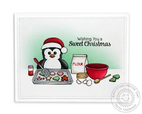 Sunny Studio Stamps: Holiday Penguin Christmas Card (using Blissful Baking & Mug Hugs)