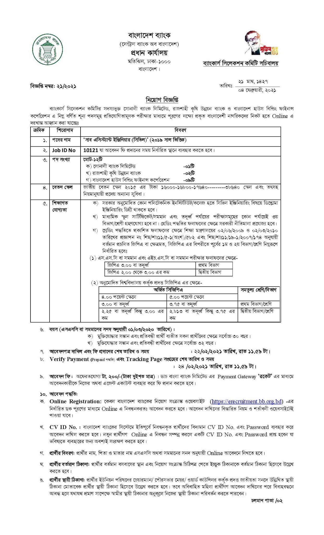 Combined 3 Bank Job Circular 2021