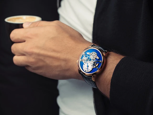 Wristshot of the MB&F LM2 Red Gold Blue