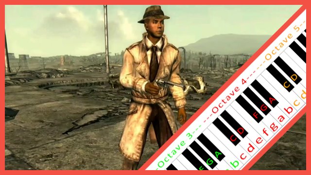 The Mysterious Stranger riff (Fallout) Piano / Keyboard Easy Letter Notes for Beginners