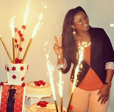 Omotola Jalade has surprise birthday party in Ghana