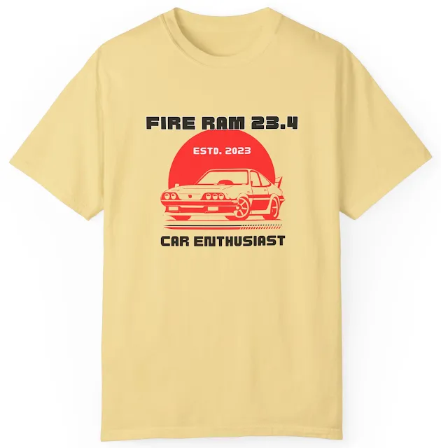 Comfort Colors Car T-Shirt With Red and Black Bold Auto Lifestyle and Hobbies and Caption Car Enthusiast