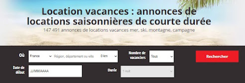 Les critères de recherche sous la rubrique Vacances