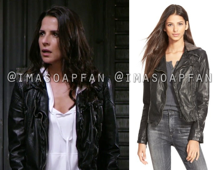 Sam Morgan, Kelly Monaco, Black Vegan Leather Jacket, General Hospital, GH