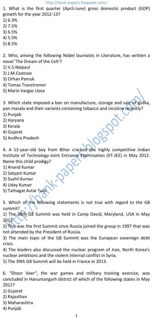 general knowledge of current affairs