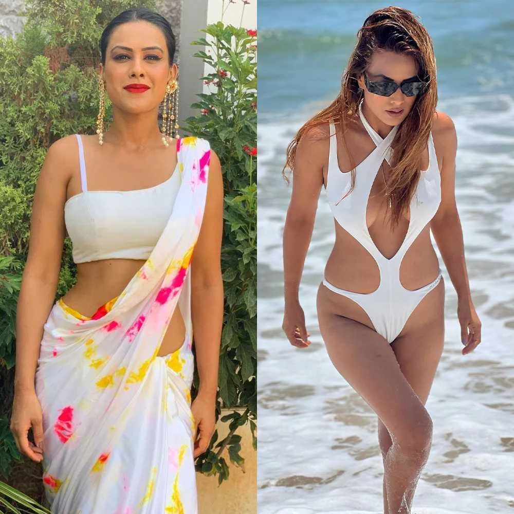 Nia Sharma saree vs bikini hot indian actress