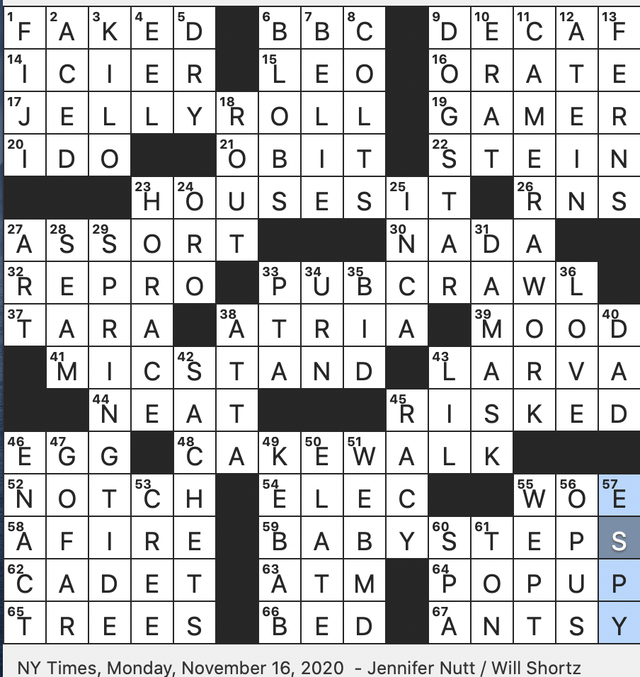 Rex Parker Does The Nyt Crossword Puzzle Tablecloth Fabric Mon 11 16 20 Green Item Proffered By Sam I Am Jitter Free Jitter Juice Roman Poet Who Wrote Seize The Day Put No