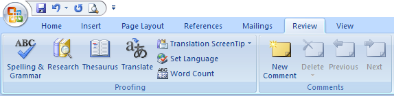 Menu Review pada Word 