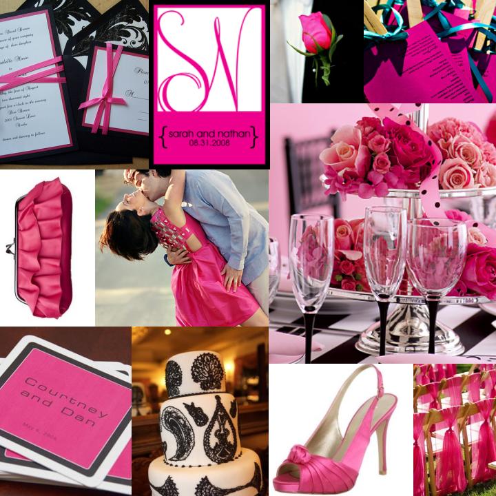 hot pink black and white wedding ideas