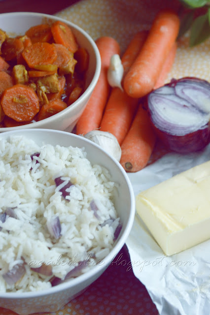 basmati rice and spicy chicken with carrot 