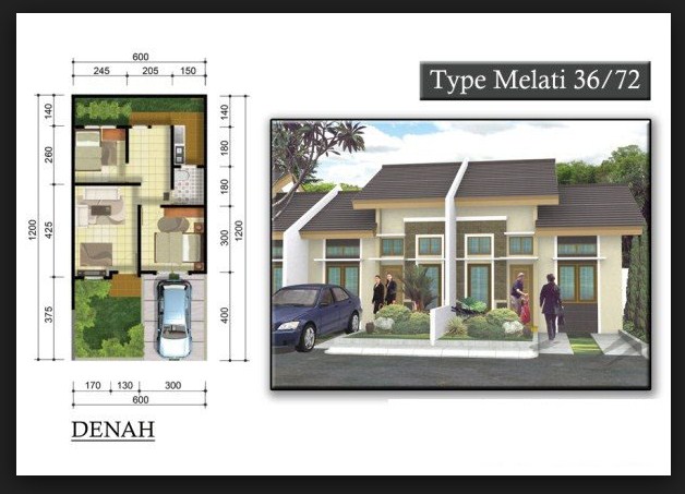 10 Contoh Gambar Denah Rumah Type 36 72 QUANTA 2 THE 