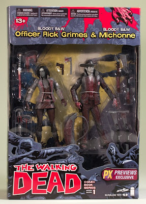 Previews Exclusive Bloody Black and White Rick Grimes & Michonne The Walking Dead Action Figure 2-Pack in Packaging by McFarlane Toys