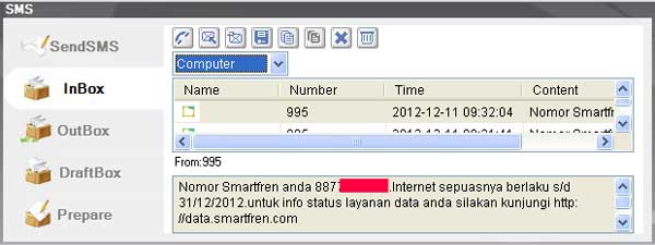 Contoh hasil cek nomor SmartFren