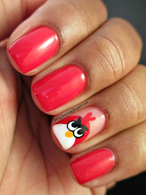 red, angry birds, china glaze, hey sailor, nails, nail art, nail design, mani