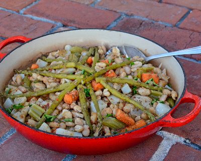 One-Pot Chicken with Beans and Vegetables ♥ KitchenParade.com, just add canned beans and vegetables and voila, supper's on the table.