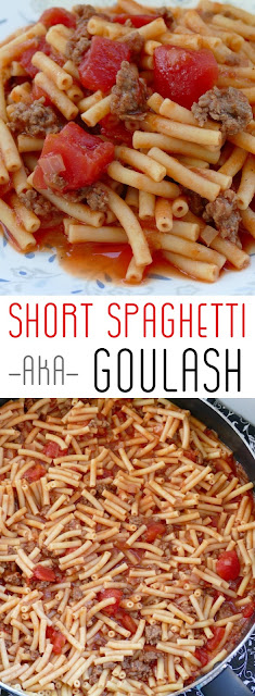 Delicious, easy and budget friendly lunch or dinner recipe! This goulash is ready in less than 30 minutes and great served with a salad, veggies and buttered bread!