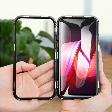 Bakeey 360° Magnetic Adsorption Flip Metal Clear Tempered Glass Protective Case for Xiaomi Mi8 SE 