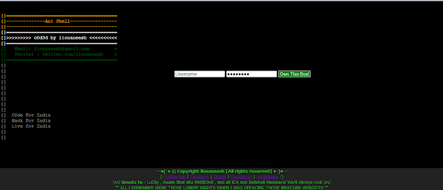 Ani-Shell v1.0 - PHP shell with features like Mass-Mailer , Fuzzer , DDoser by lionaneesh