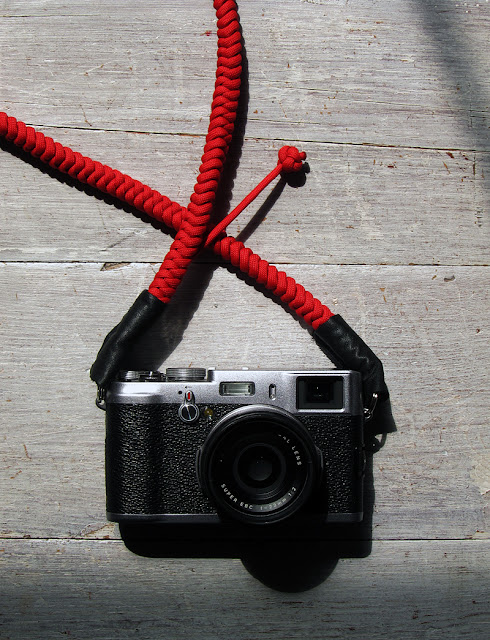 Fuji X100 Camera with Red Bespoke Strap by Tim Irving