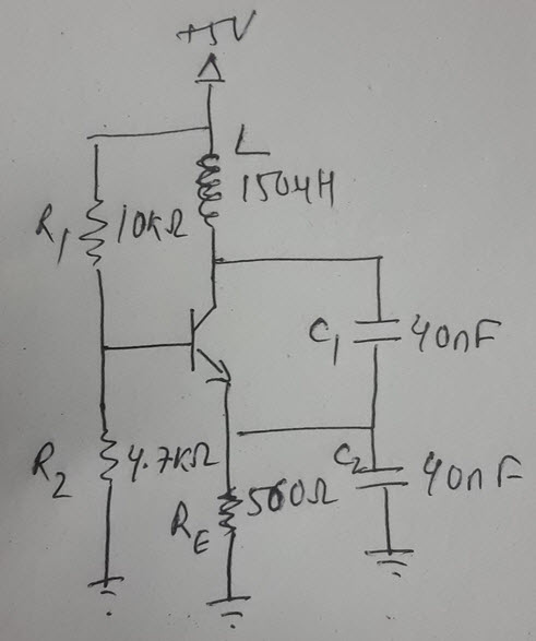2N5550 Colpitts Oscillator circuit diagram