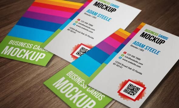 Verticle Business Cards Mockup