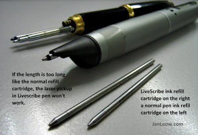 LiveScribe ink cartridge refill compared