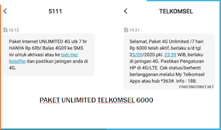 paket unlimited telkomsel 6000 7 hari