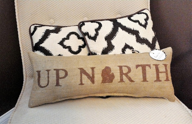 Up North Michigan burlap pillow by Lina and Vi Plymouth MI