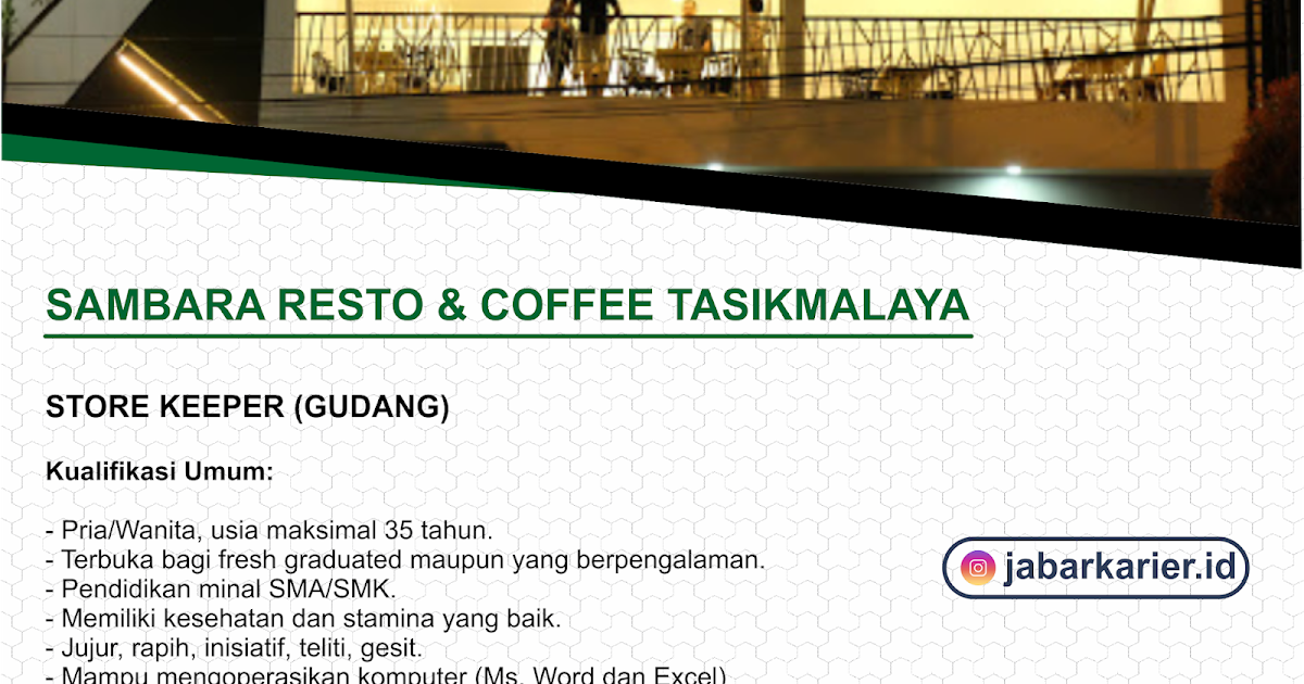 Loker Sambara Resto Coffee Tasikmalaya Lowongan Kerja Terbaru Tahun 2020 Informasi Rekrutmen Cpns Pppk 2020