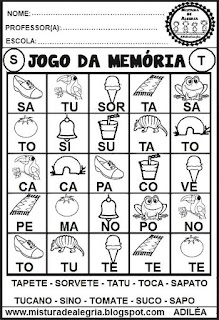 Atividades de alfabetização,jogos da memória para imprimir