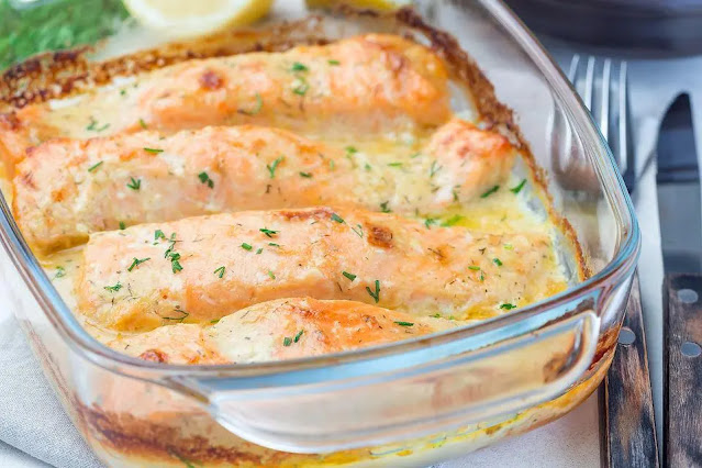 Creamy Lemon Butter Baked Salmon Recipe