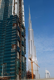 view of the Burj Khalifa in Dubai in United Arab Emirates