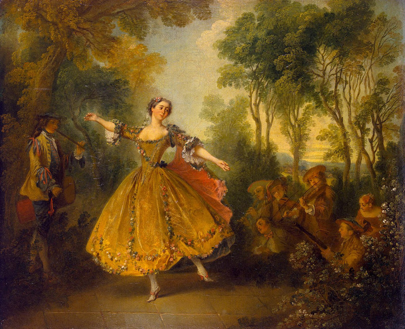 Mlle Camargo Dancing by Nicolas Lancret - Theatre Paintings from Hermitage Museum