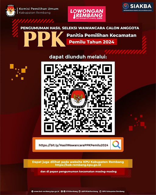 Pengumuman Seleksi Wawancara Calon Anggota PPK Pemilu Tahun 2024 Kabupaten Rembang