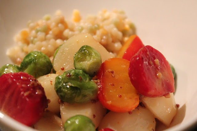 Maple-glazed baby vegetables