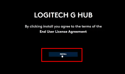 Klik Install ketika sudah muncul tampilan awal dari aplikasi Logitech G Hub