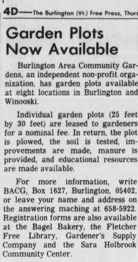 BACG announcement - Spring 1984