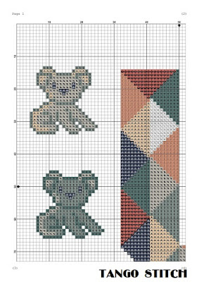 Letter U and cute koala nursery cross stitch pattern, Tango Stitch