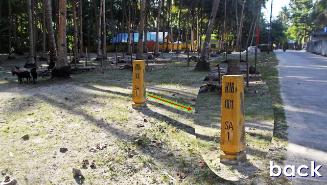 kilometer 23 marker, the other side of kilometer 1 marker at San Antonio, Dalupiri Island, Northern Samar