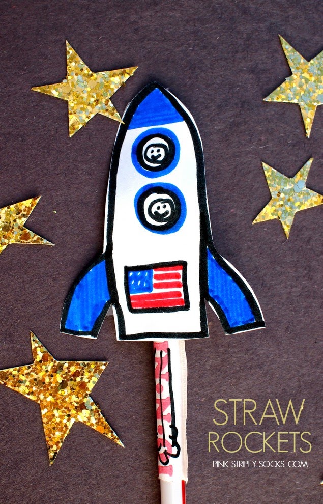 Easy kids straw rockets- fun space activity!