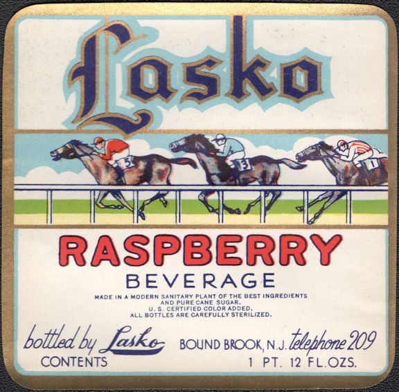 Lasko Sarsaparilla Soda Bottle Label - Racehorses