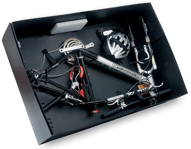 CrateWorks Pro XL-C Bike Box The CrateWorks Pro XL-C Bike Box folds flat when not in use, or from the center into a compact nodule. Super Strong when assembled with over 400 sq.inches of hook and loop fasteners at the corners.