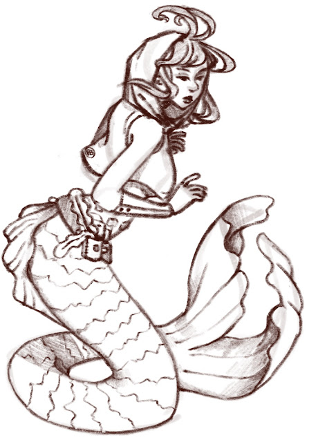 art challenge mermaid sketch in procreate