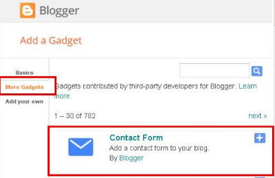 Adding Contact Form In Blogger