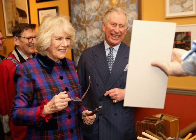 Camilla, Duchess of Cornwall is guided through St. Bride's Church