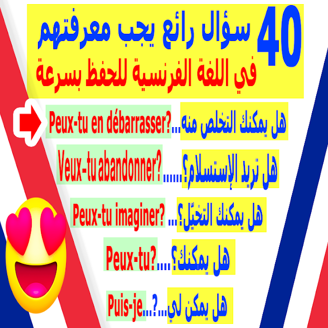 40 سؤال رائع يجب معرفتهم في اللغة الفرنسية بصيغة "هل يمكن؟" للحفظ بسرعة + للتحميل PDF
