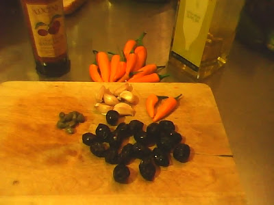 Ingredients for a Shipkas olive spread