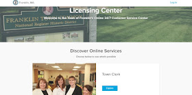 Online service page for Franklin Town Clerk