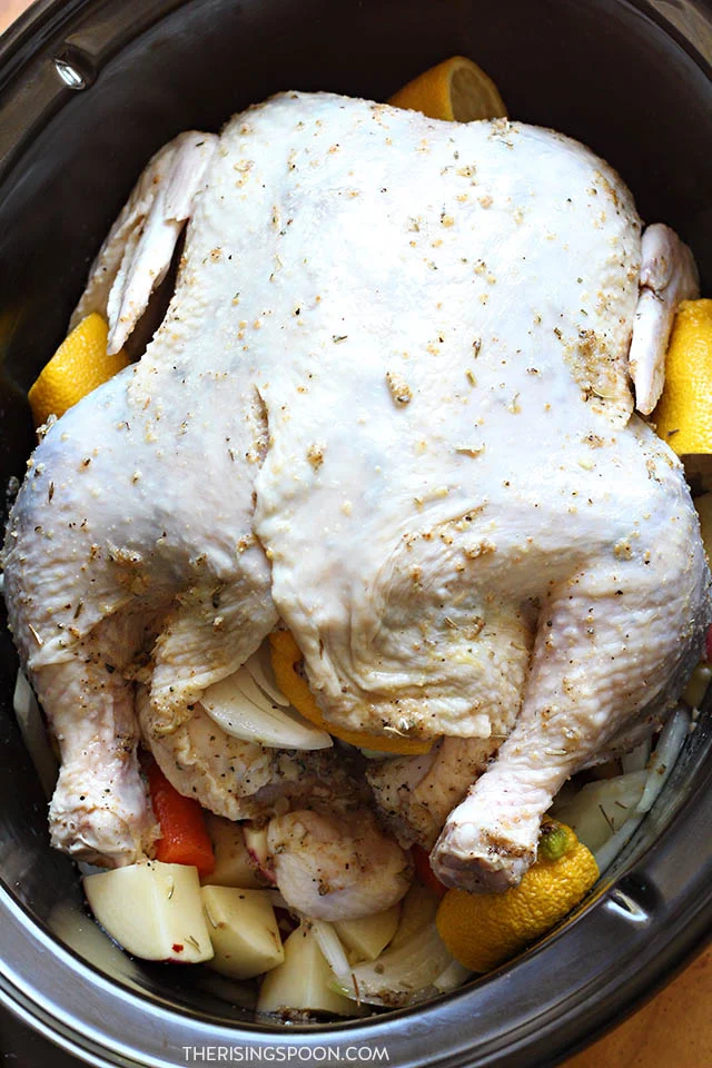 Easy Crockpot Lemon Pepper Chicken, Potatoes & Carrots (Whole30 Recipe)